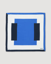 Silk scarf featuring a geometric print. Blue - Navy