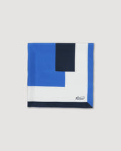 Silk scarf featuring a geometric print. Blue - Navy