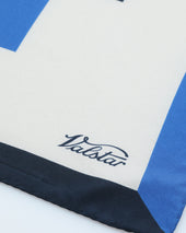 Silk scarf featuring a geometric print. Blue - Navy