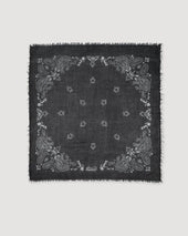 Cashmere Scarf With Paisley Print Grey Antracite