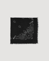 Cashmere Scarf With Paisley Print Grey Antracite