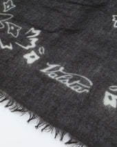 Cashmere Scarf With Paisley Print Grey Antracite