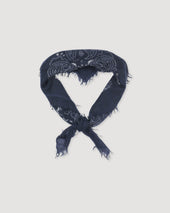 Cashmere scarf with paisley print. Blue - Navy
