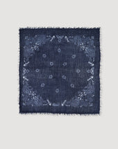 Cashmere Scarf With Paisley Print Blue