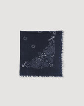 Cashmere Scarf With Paisley Print Blue