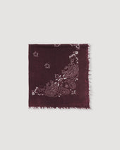 Cashmere Scarf With Paisley Print Bordeaux