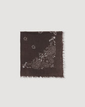 Cashmere Scarf With Paisley Print Marrone