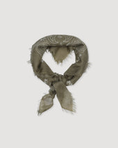 Cashmere scarf with paisley print. Green - Militare
