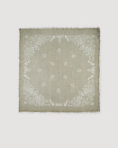 Cashmere Scarf With Paisley Print Green Militare