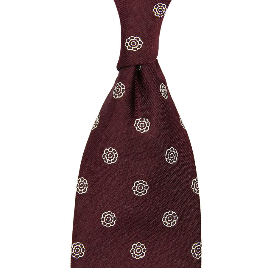 Shibumi Flower Jacquard Silk Tie Hand Rolled