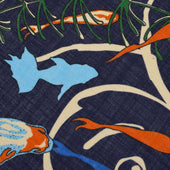 Koi Motif Wool Silk Pocket Square 40x40cm