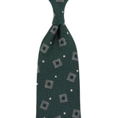 Geometrical Boucle Silk Tie - Bottle - Hand-Rolled