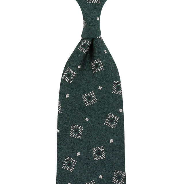 Geometrical Boucle Silk Tie - Bottle - Hand-Rolled