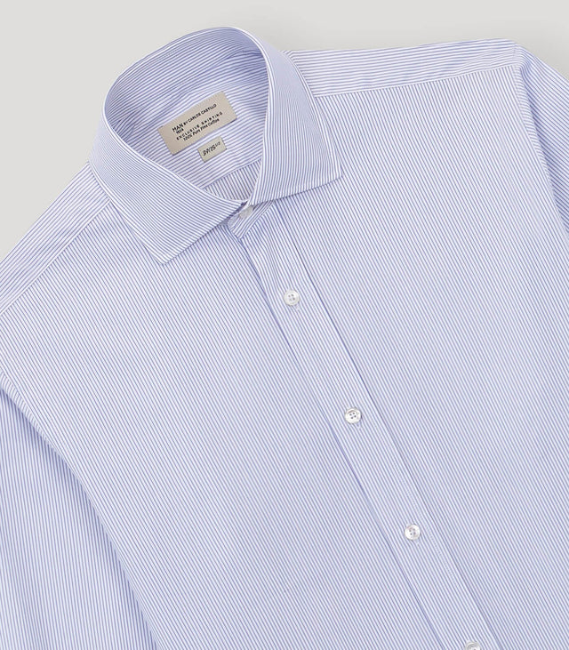 Blue- White Striped English Collar Dress Shirt