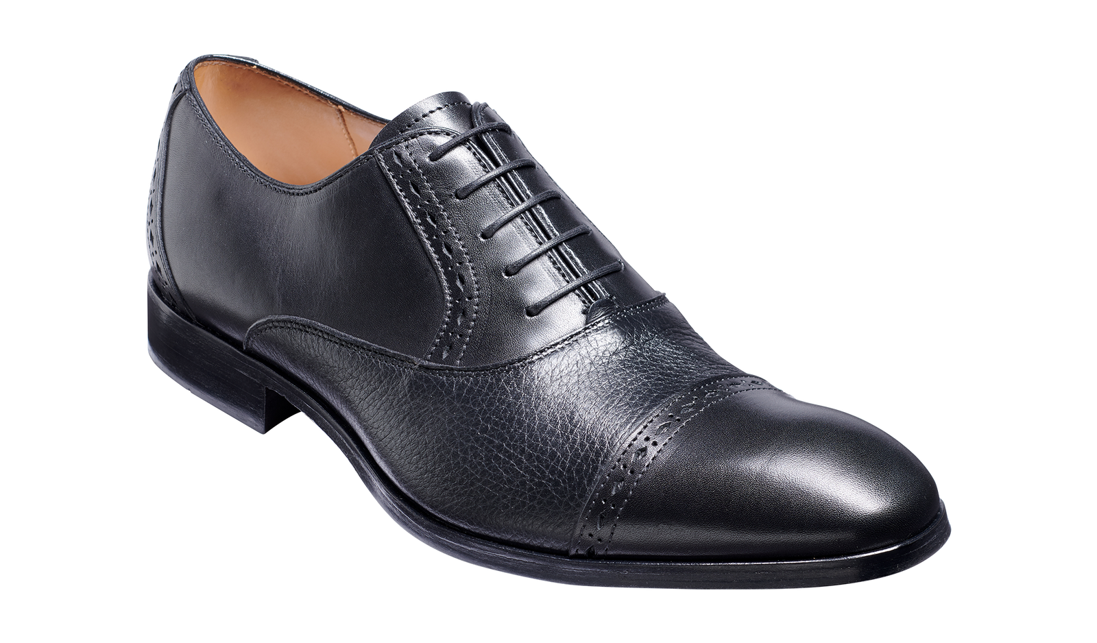 Ramsgate - Black Calf / Black Deerskin Toe Cap Oxford