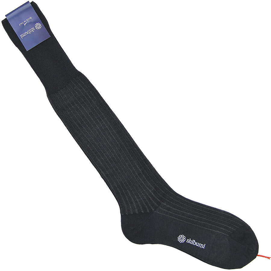 Knee Socks Shadow Stripes Grey Pure Cotton