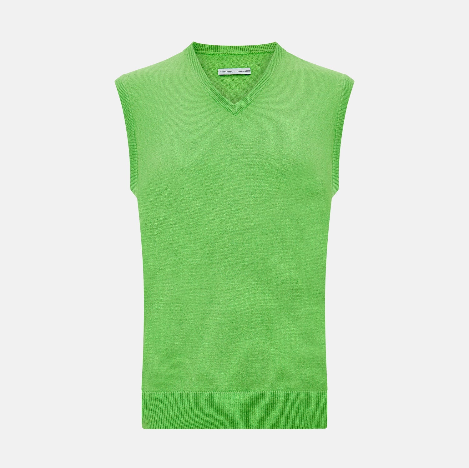Bright Green V Neck Cashmere Vest