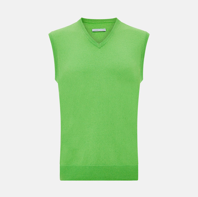 Bright Green V-neck Cashmere Vest