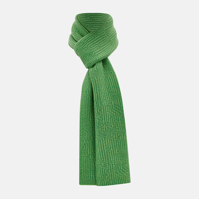 Kelly Green Fretwork Cashmere Knitted Scarf