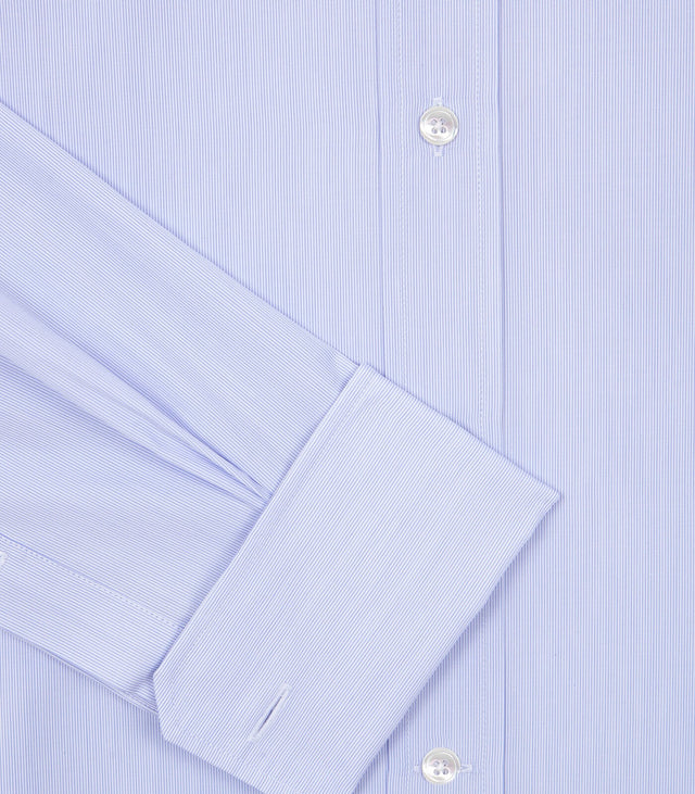 Blue- White Fine Striped English Collar Dress Shirt