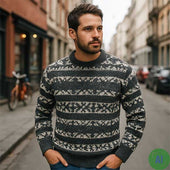 45D All-over Fairisle Crew Neck Sweater – 100% Rennie Shetland Range