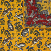 Animal Motif Wool Silk Pocket Square Gold 40x40cm