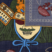 Samurai Motif Wool Silk Pocket Square 40x40cm