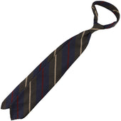 Striped Wool Silk Tie Brown Hand Rolled