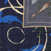 Koi Motif Wool Silk Pocket Square 40x40cm