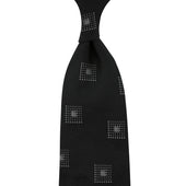 Geometrical Jacquard Silk Tie - Black - Hand-Rolled
