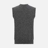 Grey Cashmere Sleeveless Cardigan