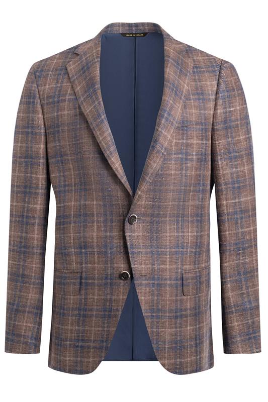 Blue Plaid Linen Wool Jacket