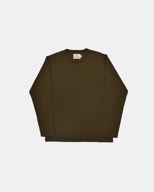 Heavy Duty Long Sleeve Tee Single Pocket Loden