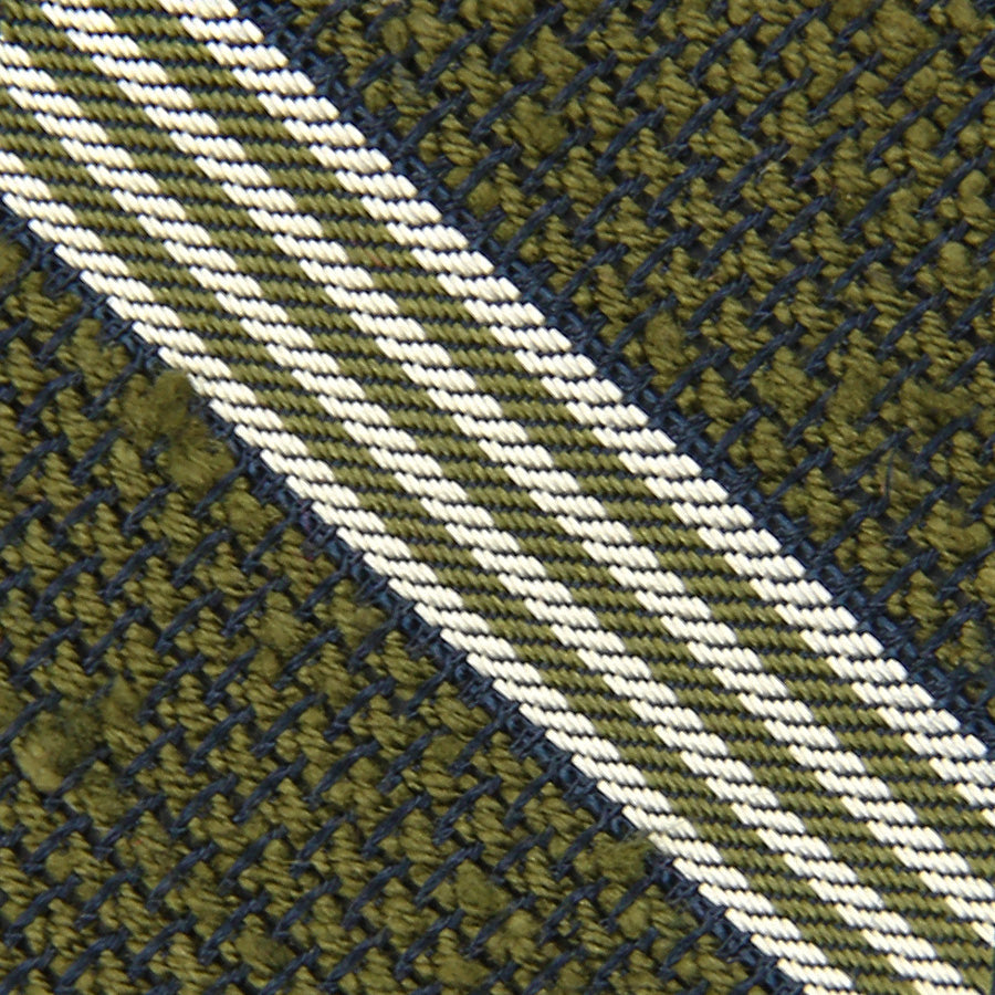 Striped Shantung Grenadine Bespoke Tie Green