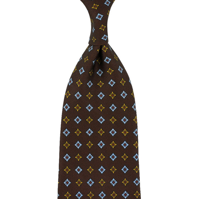 50oz Floral Printed Silk Tie - Beech - Hand-Rolled