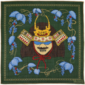 Samurai Motif Wool / Silk Pocket Square - Forest - 40x40cm