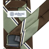 Japanese Repp Stripe Silk Tie Army Hand Rolled