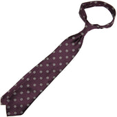 Shibumi Flower Jacquard Silk Tie Eggplant Hand Rolled