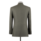 Single Breasted Peak Lapel Suit In Green Wool Silk And Linen