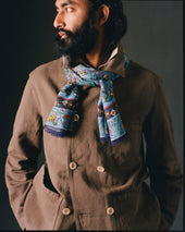 Blue Tiger Garden Print Wool Silk Scarf