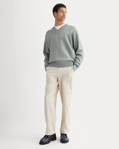 Relaxed V-Neck Sweater in Everyday Cotton | Heathered Lilypad
