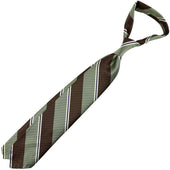 Japanese Repp Stripe Silk Tie Army Hand Rolled
