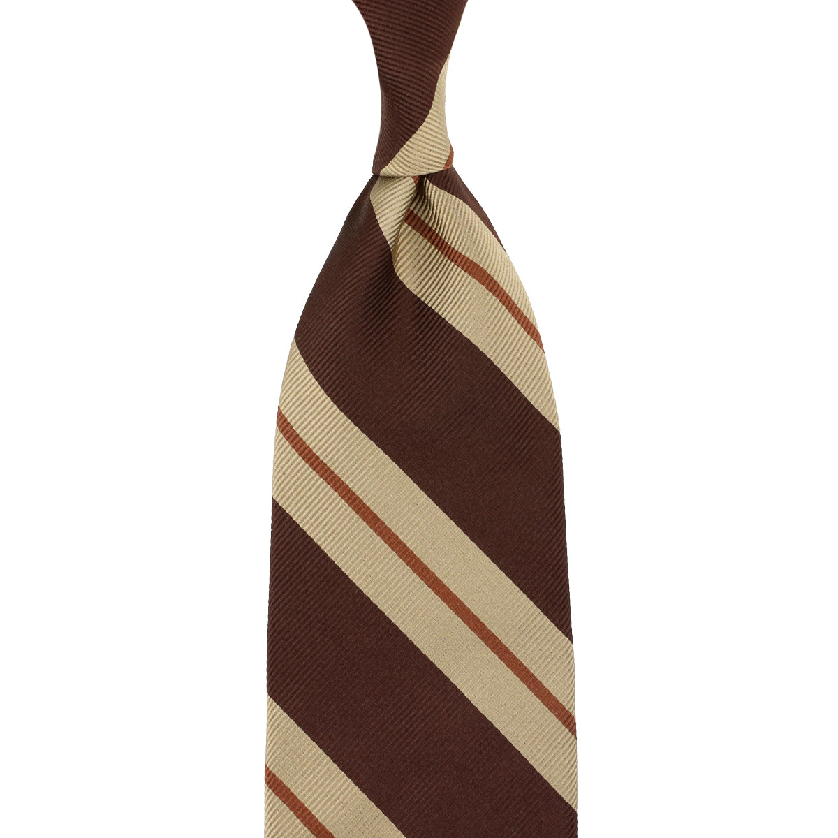 Repp Stripe Silk Tie Brown Beige