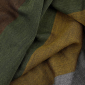 Striped Wool Silk Scarf Brown Green Yellow Grey