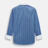 Grey Track Stripe Shirt With Contrast T A Collar And Cuffs