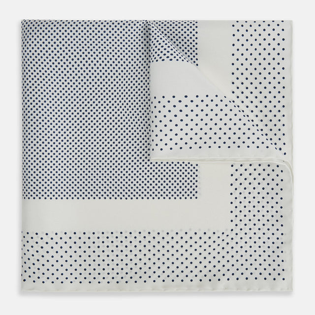 Cream Dot Silk Pocket Square