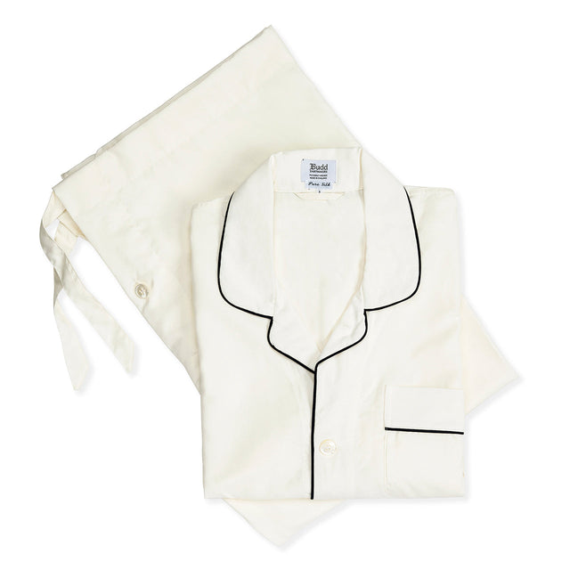 Plain Silk Pyjamas in Cream