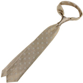 Shibumi Flower Jacquard Silk Tie Beige Hand Rolled