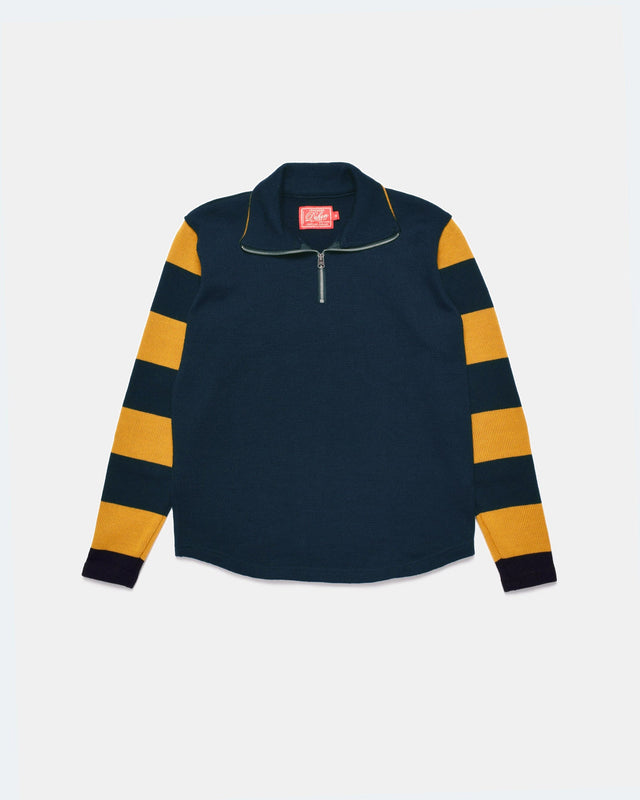 1 4 Zip Moto Jersey Dark Navy Old Gold