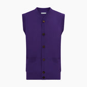 Purple Fine Merino V Neck Sleeveless Cardigan